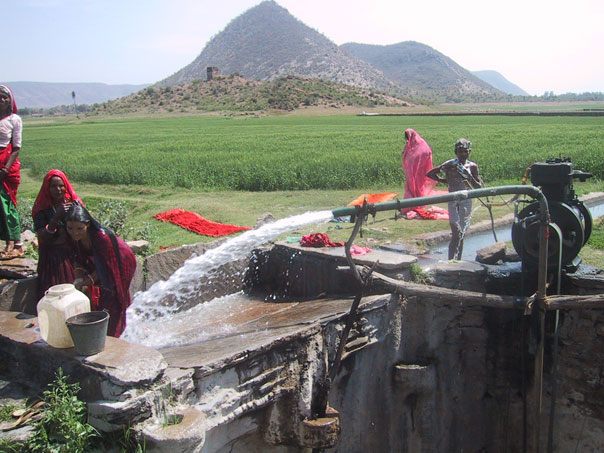 A village well provides water for drinking