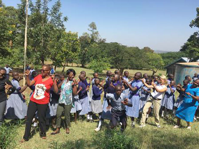 Figure 12. Wanjira Mathai visits a school in Kisumu