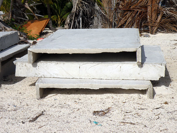 Cuban casitas/Shelters placed on the bottom of the ocean to attract lobsters. The lobsters are easily captured by lifting the shelters.