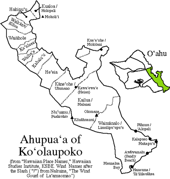 Figure 1. Ahupua‘a (watersheds) of Ko‘olaupoko