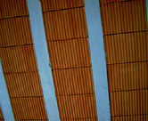 Ceiling of house, made of compressed earth blocks.