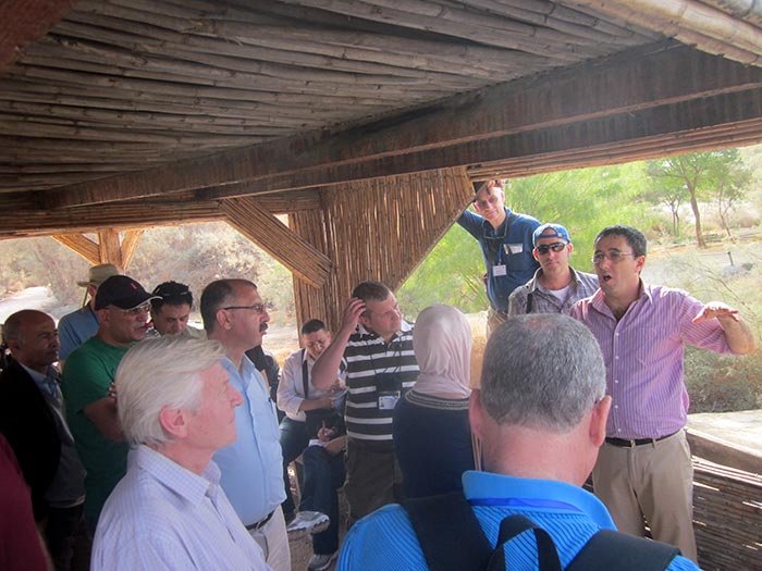 Gidon Bromberg, Director of the Israeli office, gives a tour of the Baptism site drawing special attention to the degraded health of the river.